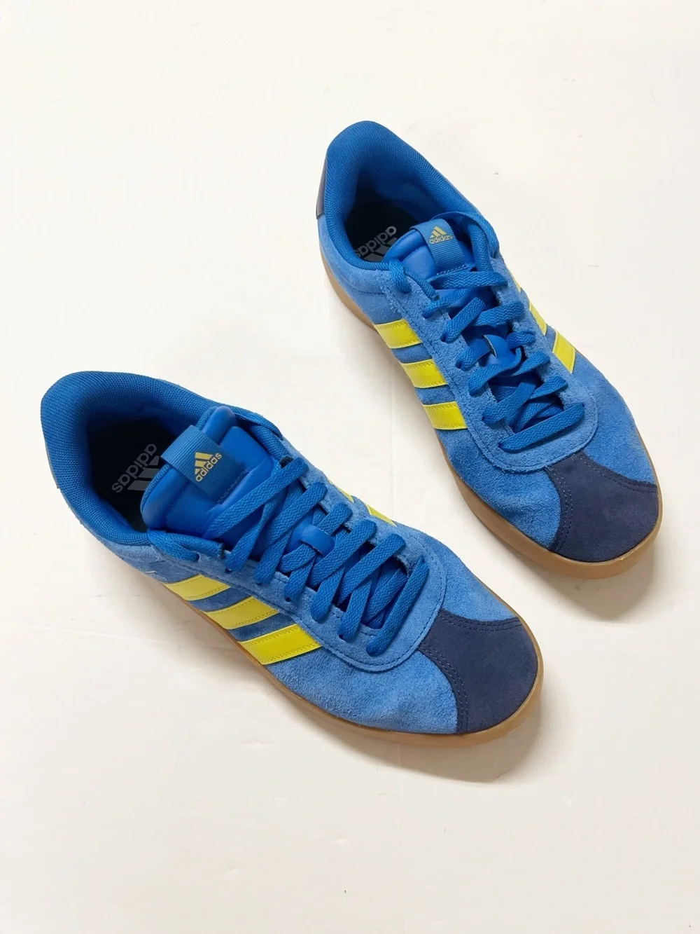 Adidas Mens Bright Royal Blue Sulfur Yellow Suede VL Court 3.0 Trainers Size 10